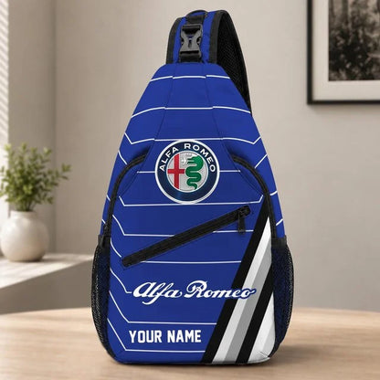 Alfa Romeo Custom Name Sling Bag – Racing Style Crossbody Backpack