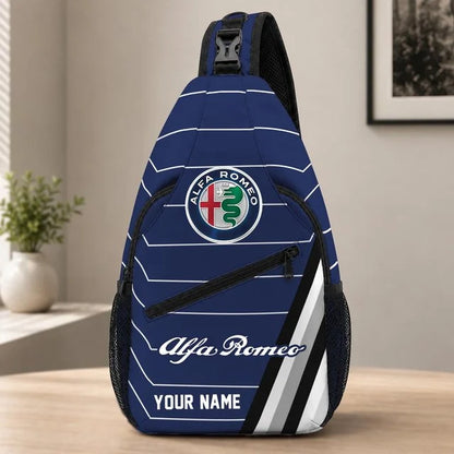 Alfa Romeo Custom Name Sling Bag – Racing Style Crossbody Backpack