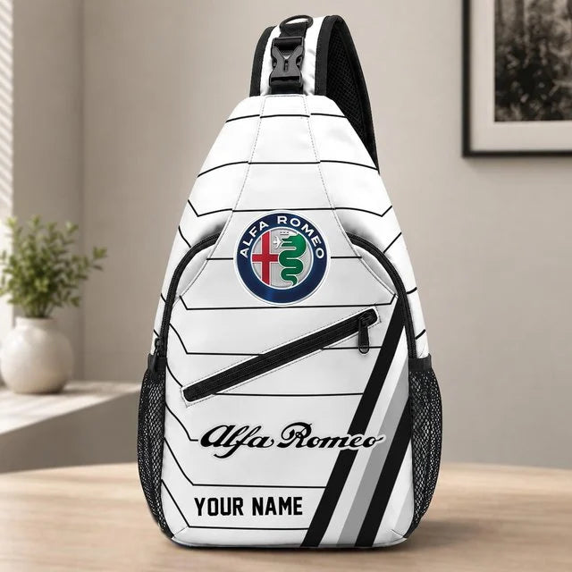 Alfa Romeo Custom Name Sling Bag – Racing Style Crossbody Backpack