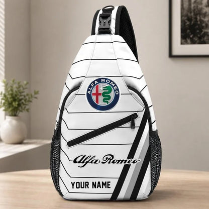 Alfa Romeo Custom Name Sling Bag – Racing Style Crossbody Backpack