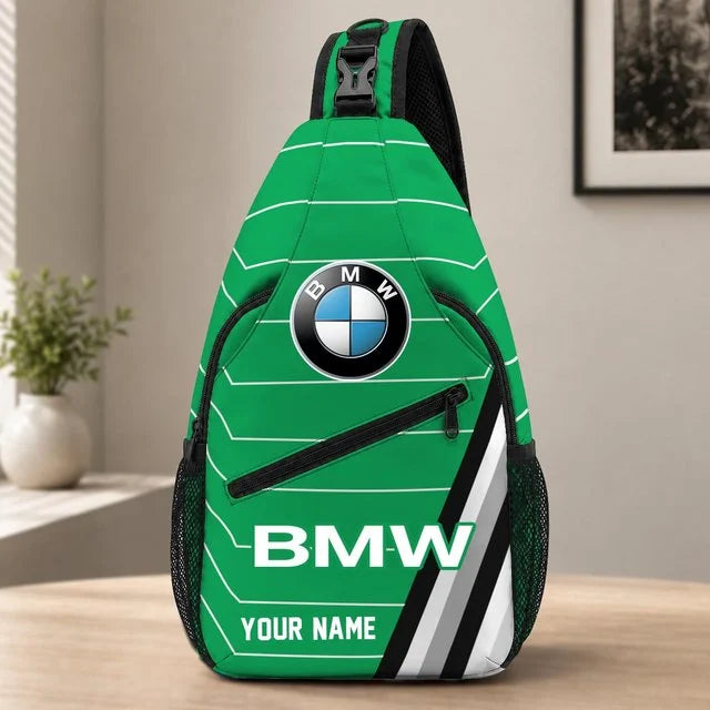 BMW Car Custom Name Sling Bag – Racing Style Crossbody Backpack