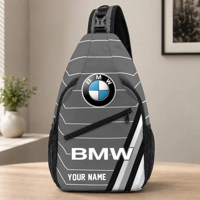 BMW Car Custom Name Sling Bag – Racing Style Crossbody Backpack