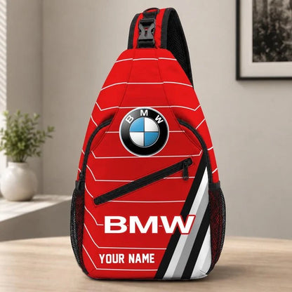 BMW Car Custom Name Sling Bag – Racing Style Crossbody Backpack