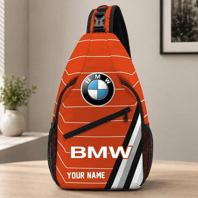 BMW Car Custom Name Sling Bag – Racing Style Crossbody Backpack