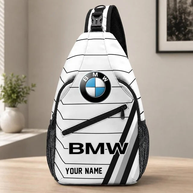 BMW Car Custom Name Sling Bag – Racing Style Crossbody Backpack