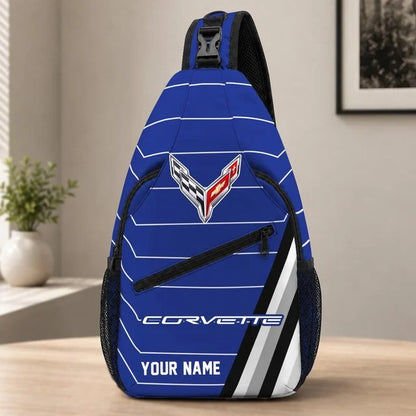 Corvette Custom Name Sling Bag – Racing Style Crossbody Backpack