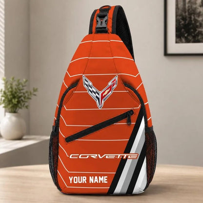 Corvette Custom Name Sling Bag – Racing Style Crossbody Backpack