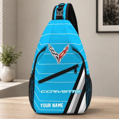 Corvette Custom Name Sling Bag – Racing Style Crossbody Backpack
