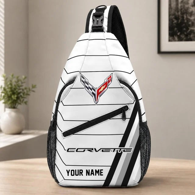 Corvette Custom Name Sling Bag – Racing Style Crossbody Backpack