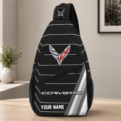 Corvette Custom Name Sling Bag – Racing Style Crossbody Backpack