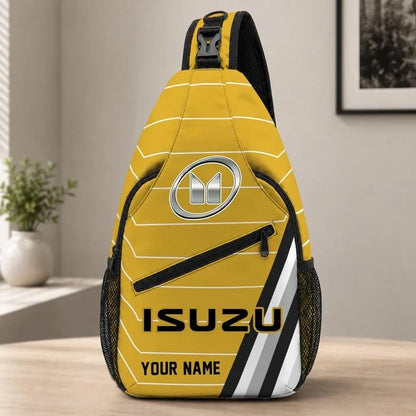 Isuzu Car Custom Name Sling Bag – Racing Style Crossbody Backpack