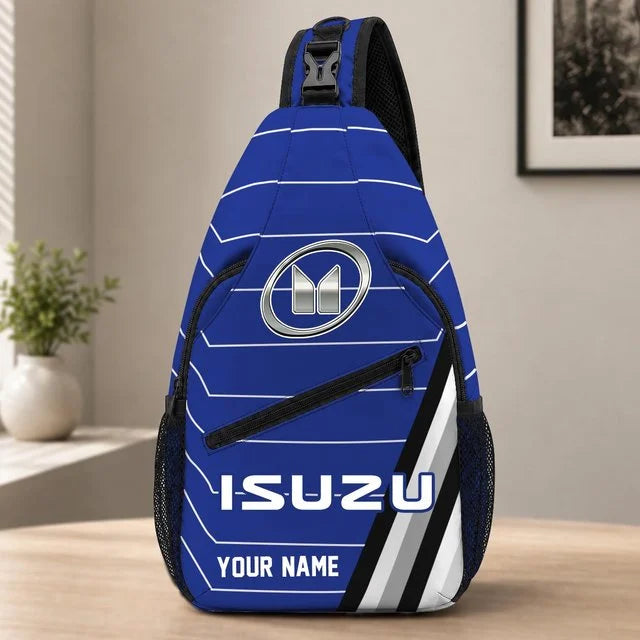 Isuzu Car Custom Name Sling Bag – Racing Style Crossbody Backpack