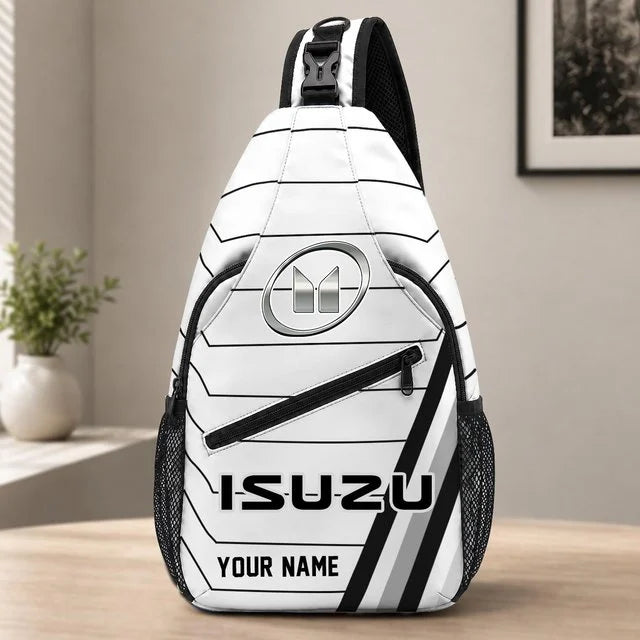 Isuzu Car Custom Name Sling Bag – Racing Style Crossbody Backpack