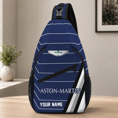 Aston Martin Custom Name Sling Bag – Racing Style Crossbody Backpack