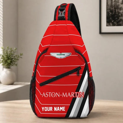 Aston Martin Custom Name Sling Bag – Racing Style Crossbody Backpack