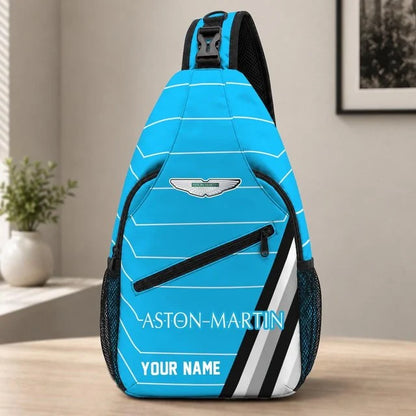 Aston Martin Custom Name Sling Bag – Racing Style Crossbody Backpack