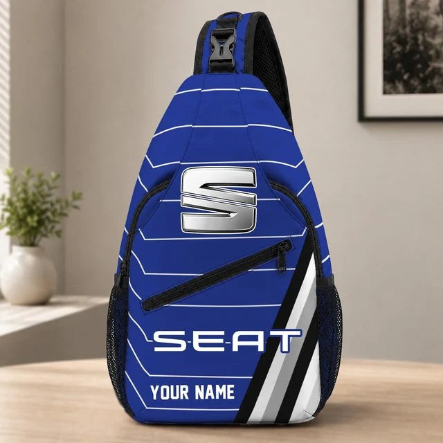 Seat Car Custom Name Sling Bag – Racing Style Crossbody Backpack