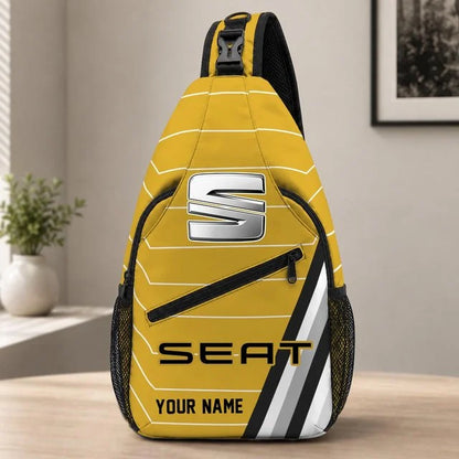 Seat Car Custom Name Sling Bag – Racing Style Crossbody Backpack