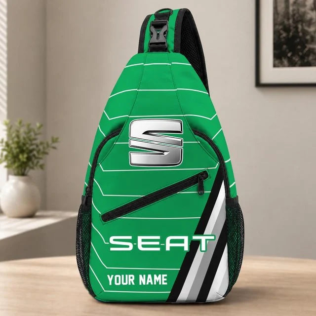 Seat Car Custom Name Sling Bag – Racing Style Crossbody Backpack