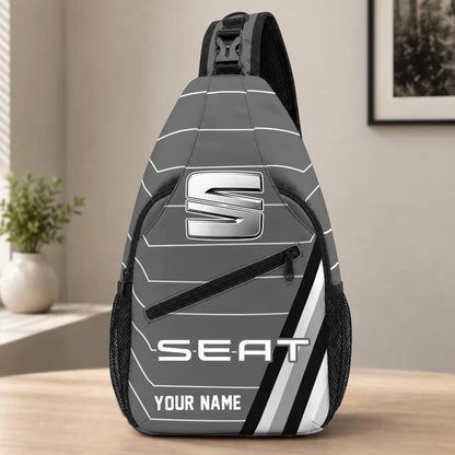 Seat Car Custom Name Sling Bag – Racing Style Crossbody Backpack