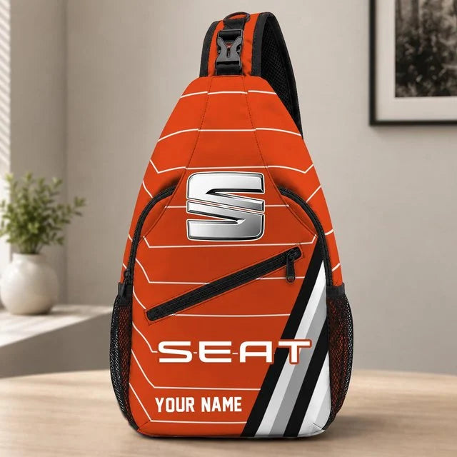 Seat Car Custom Name Sling Bag – Racing Style Crossbody Backpack