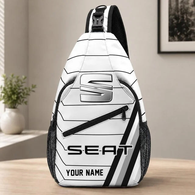 Seat Car Custom Name Sling Bag – Racing Style Crossbody Backpack