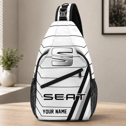 Seat Car Custom Name Sling Bag – Racing Style Crossbody Backpack