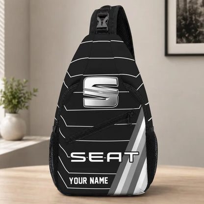 Seat Car Custom Name Sling Bag – Racing Style Crossbody Backpack