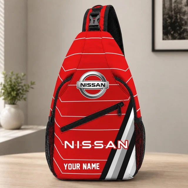 Nissan Custom Name Sling Bag – Racing Style Crossbody Backpack