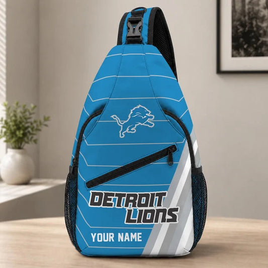 Detroit Lions Football Team Sling Bag – Custom Name Crossbody Bag