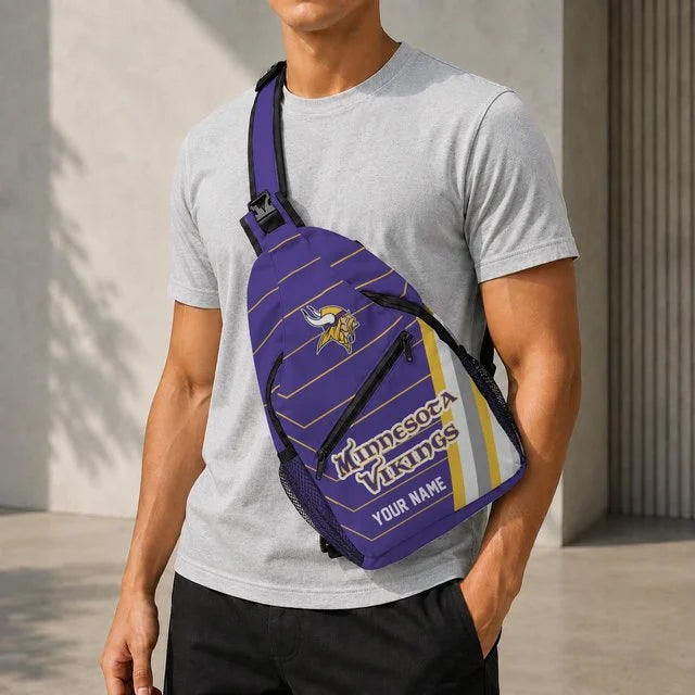 Minnesota Vikings Football Team Sling Bag – Custom Name Crossbody Bag