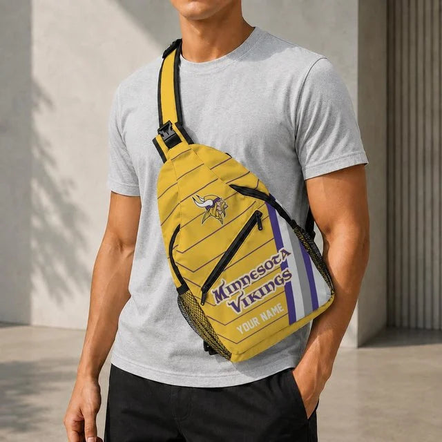 Minnesota Vikings Football Team Sling Bag – Custom Name Crossbody Bag