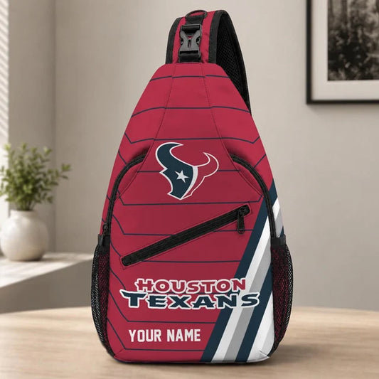Houston Texans Football Team Sling Bag – Custom Name Crossbody Bag