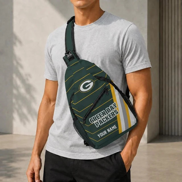 Green Bay Packers Football Team Sling Bag – Custom Name Crossbody Bag