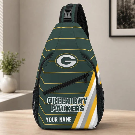 Green Bay Packers Football Team Sling Bag – Custom Name Crossbody Bag