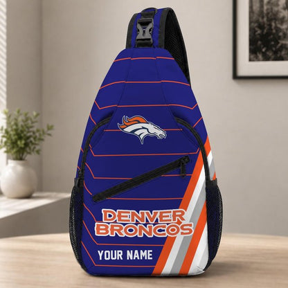 Denver Broncos Football Team Sling Bag – Custom Name Crossbody Bag