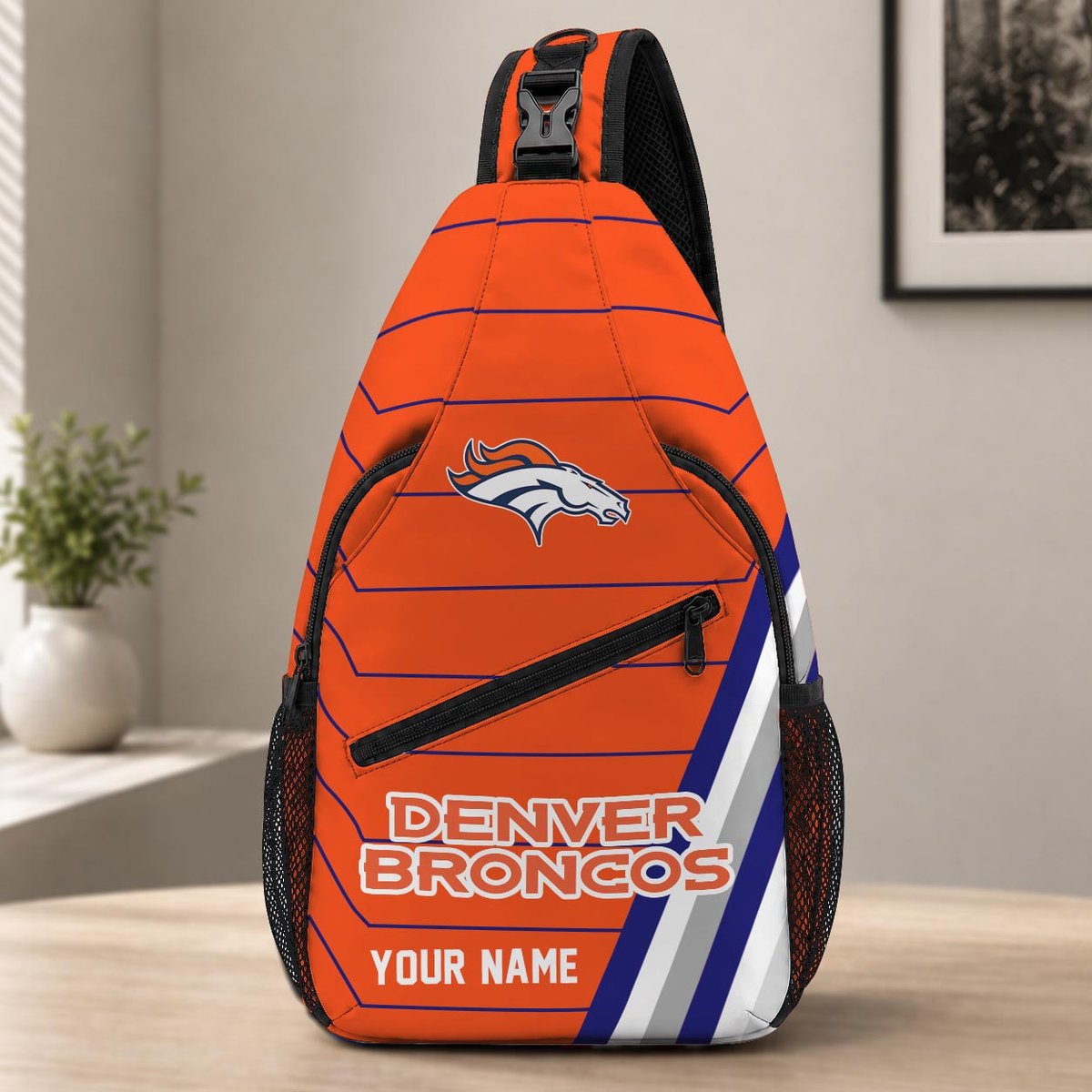 Denver Broncos Football Team Sling Bag – Custom Name Crossbody Bag