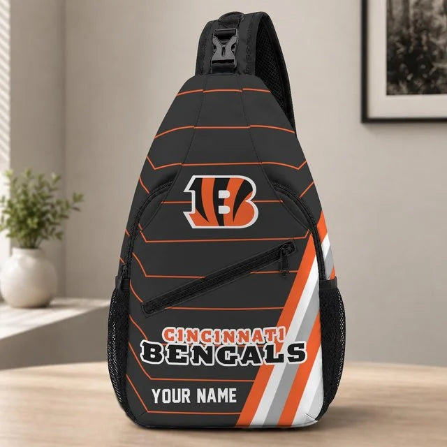 Cincinnati Bengals Football Team Sling Bag – Custom Name Crossbody Bag