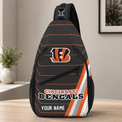 Cincinnati Bengals Football Team Sling Bag – Custom Name Crossbody Bag