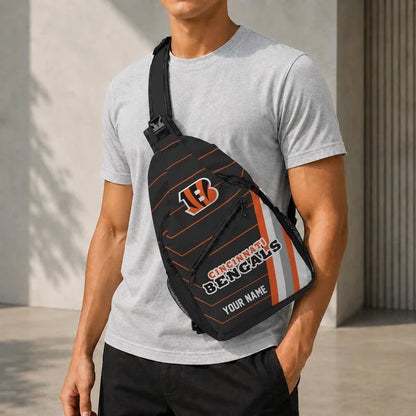 Cincinnati Bengals Football Team Sling Bag – Custom Name Crossbody Bag