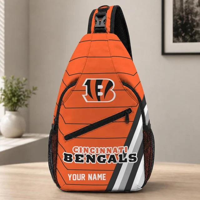 Cincinnati Bengals Football Team Sling Bag – Custom Name Crossbody Bag