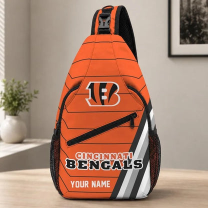 Cincinnati Bengals Football Team Sling Bag – Custom Name Crossbody Bag