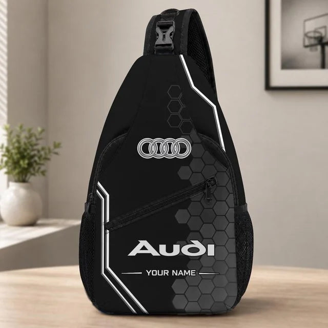 Audi Custom Name Sling Bag v2 – Racing Style Crossbody Backpack
