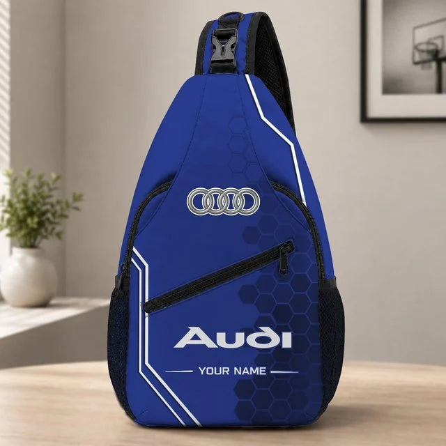 Audi Custom Name Sling Bag v2 – Racing Style Crossbody Backpack