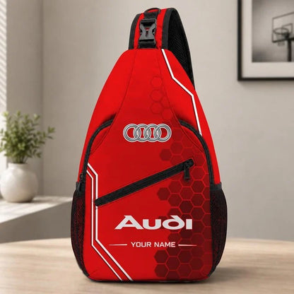 Audi Custom Name Sling Bag v2 – Racing Style Crossbody Backpack
