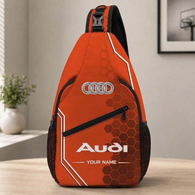 Audi Custom Name Sling Bag v2 – Racing Style Crossbody Backpack