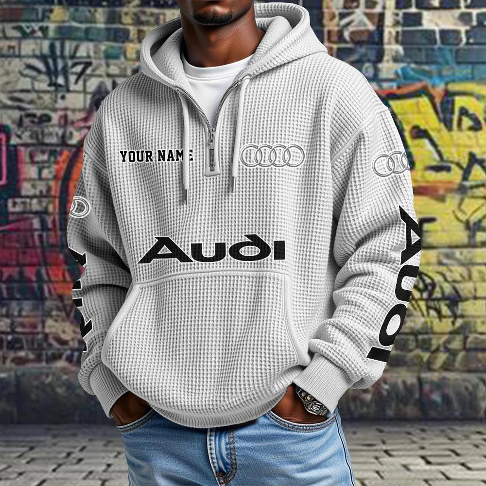 Audi Waffle Knit Quarter-Zip Hoodie – Custom Name Pullover
