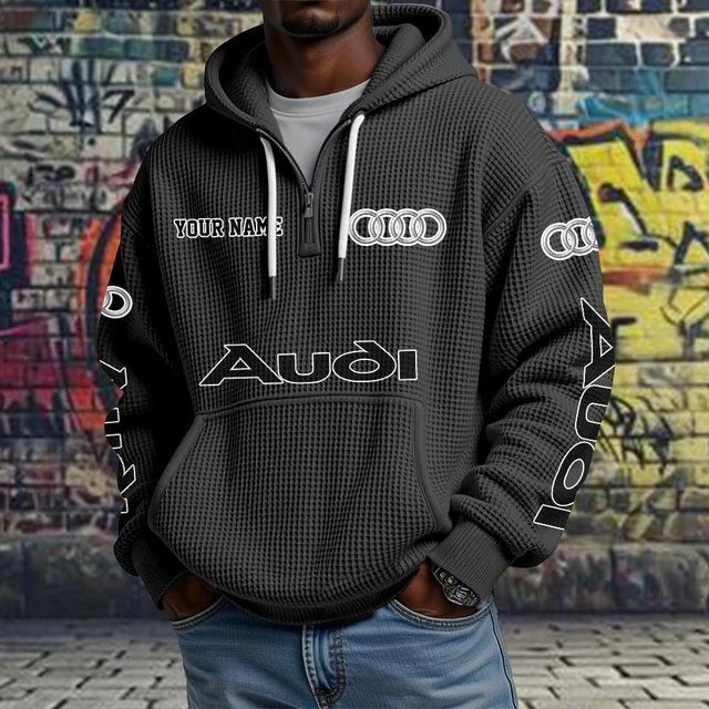 Audi Waffle Knit Quarter-Zip Hoodie – Custom Name Pullover