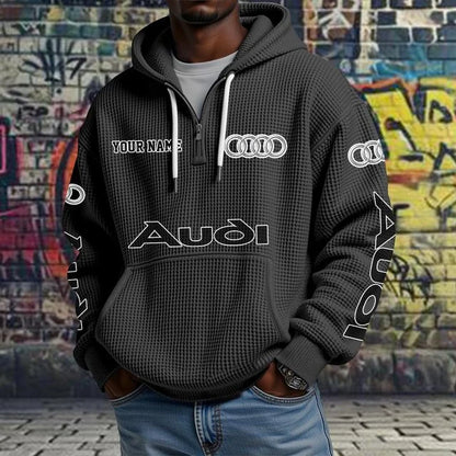 Audi Waffle Knit Quarter-Zip Hoodie – Custom Name Pullover