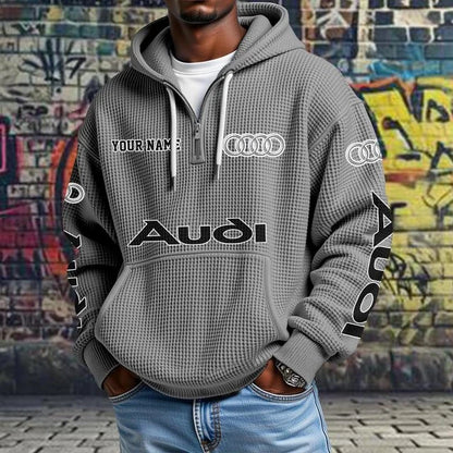 Audi Waffle Knit Quarter-Zip Hoodie – Custom Name Pullover